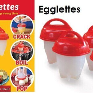 AS SEEN ON TV EGGLETTES PERFECT EGGS EVERY TIME - RED (BRAND NEW)